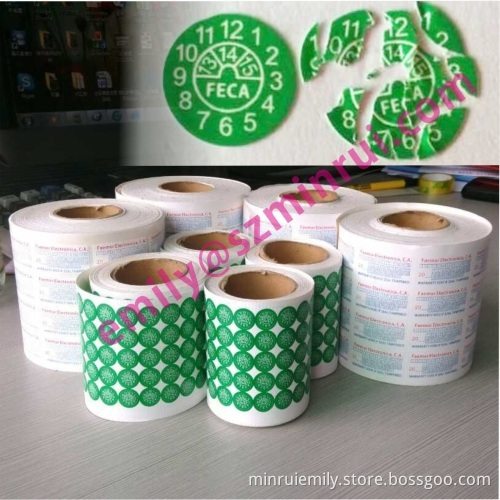 Custom Green Round Warranty Stickers In Rolls,warranty Void If Removed Labels,self Sticking Tamper Evident Seal Label 